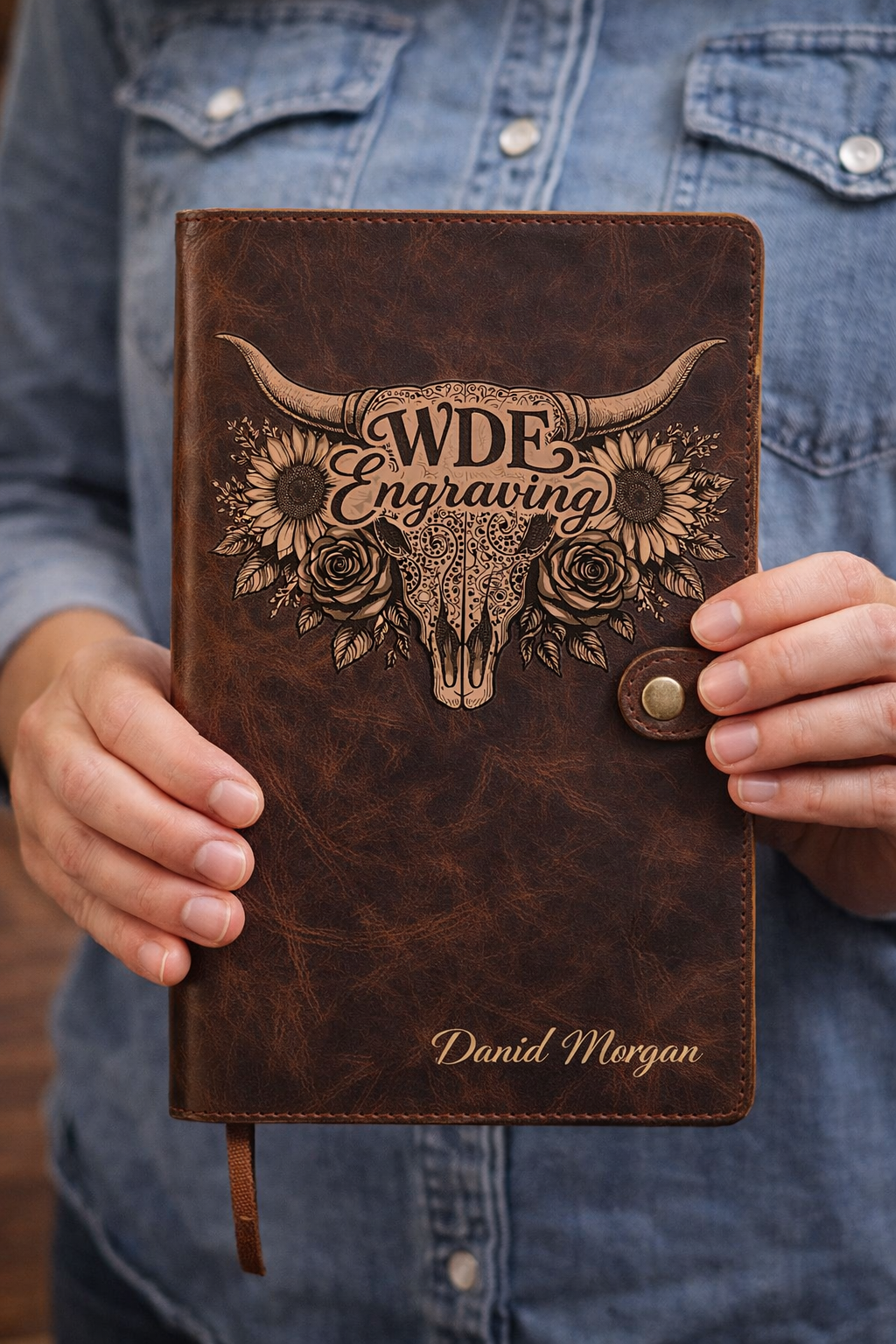 Personalized 6x9 Leather Notebook Cover with Spiral Notebook