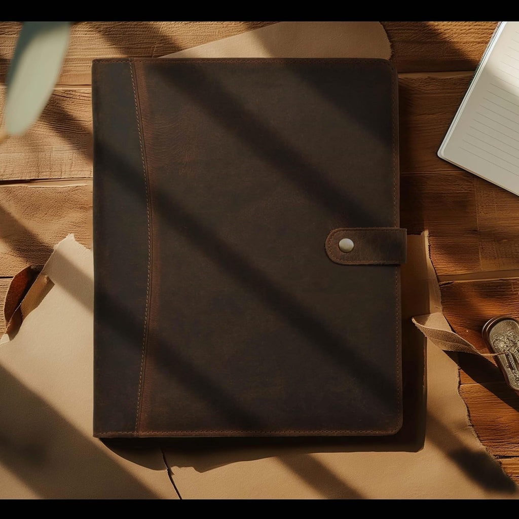 🟫 Personalized Genuine Leather Portfolio – 13x9 Refillable Organizer