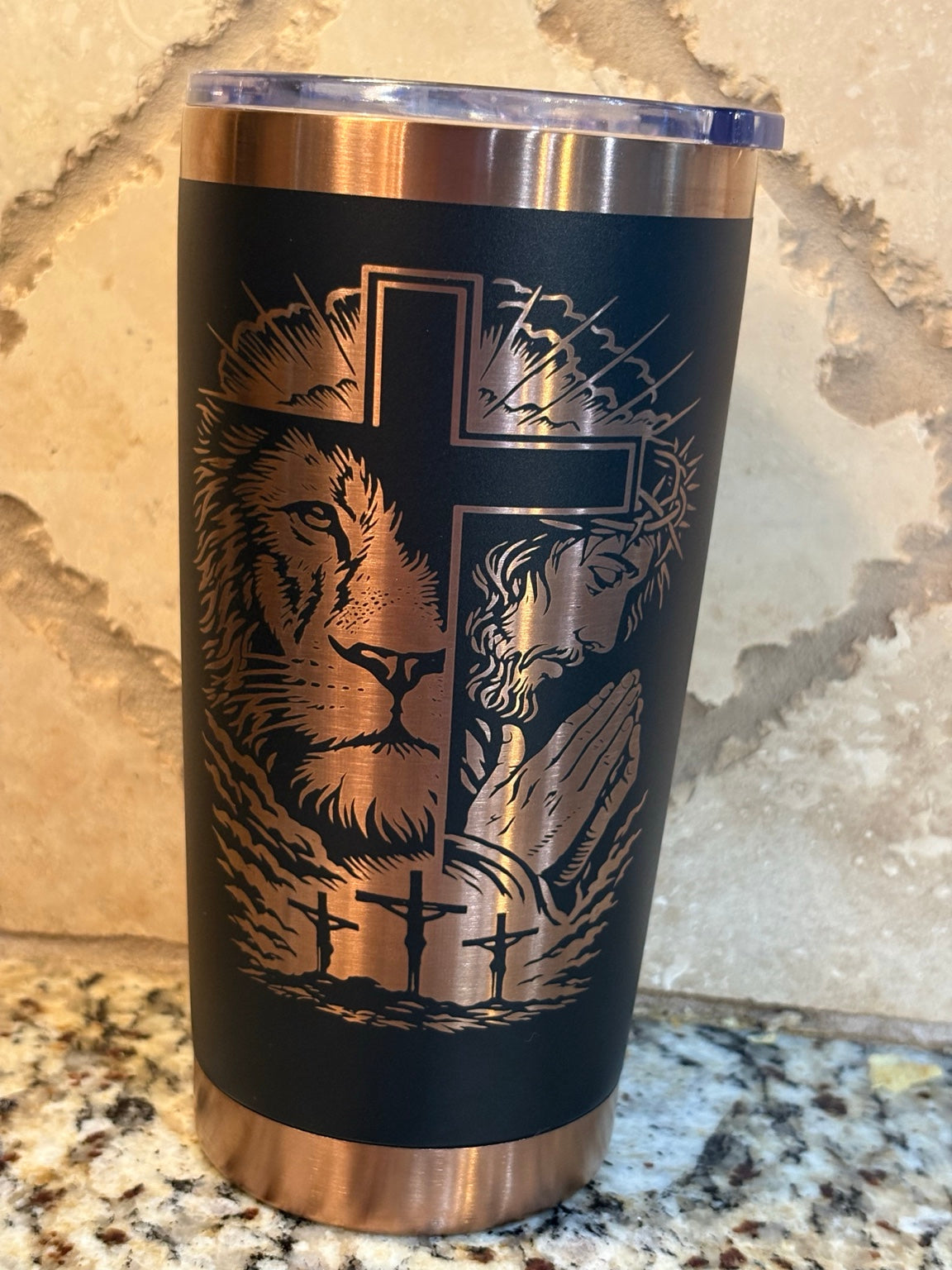Lion of Judah Cross Engraved 20oz Tumbler