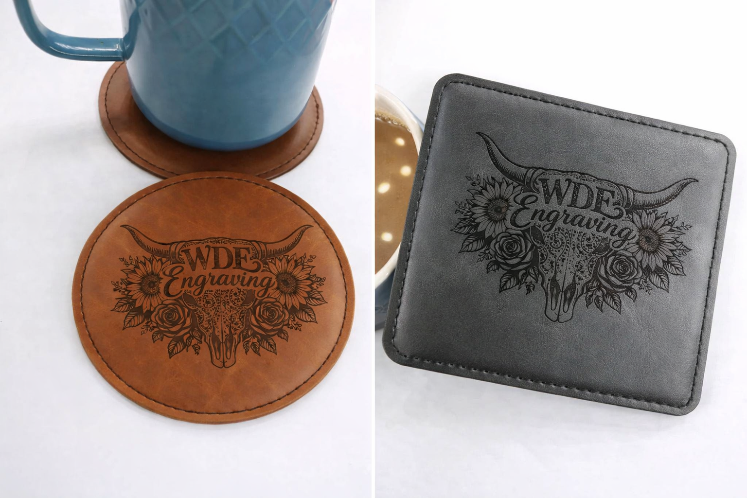 Custom Engraved Leatherette Coasters