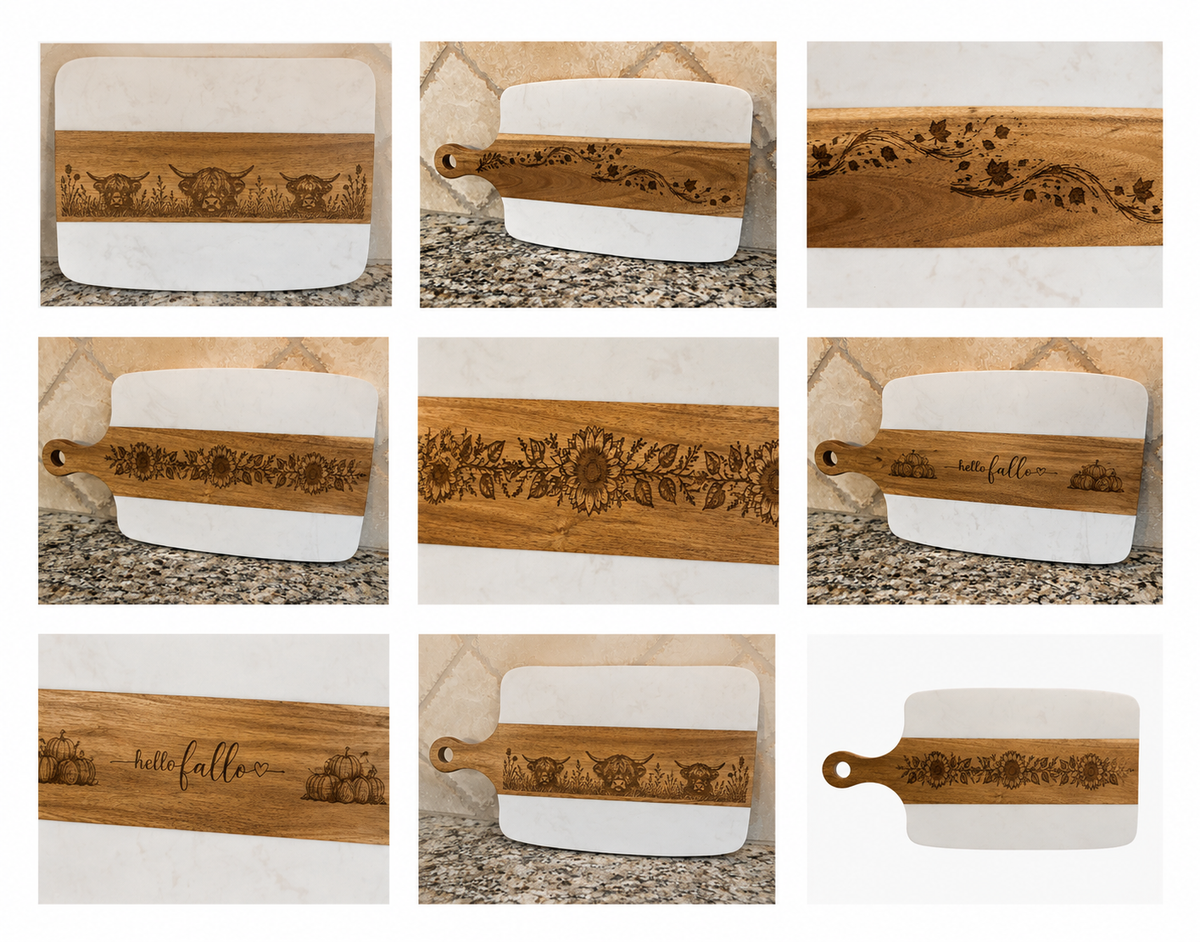 Fall Engraved Marble & Wood Cutting Boards