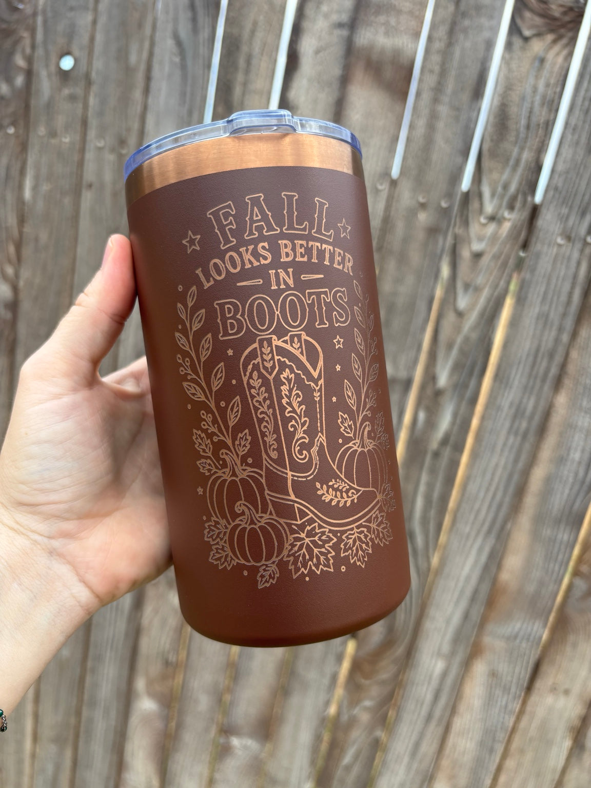 Fall Looks Better in Boots | 22oz Engraved Fall Tumbler