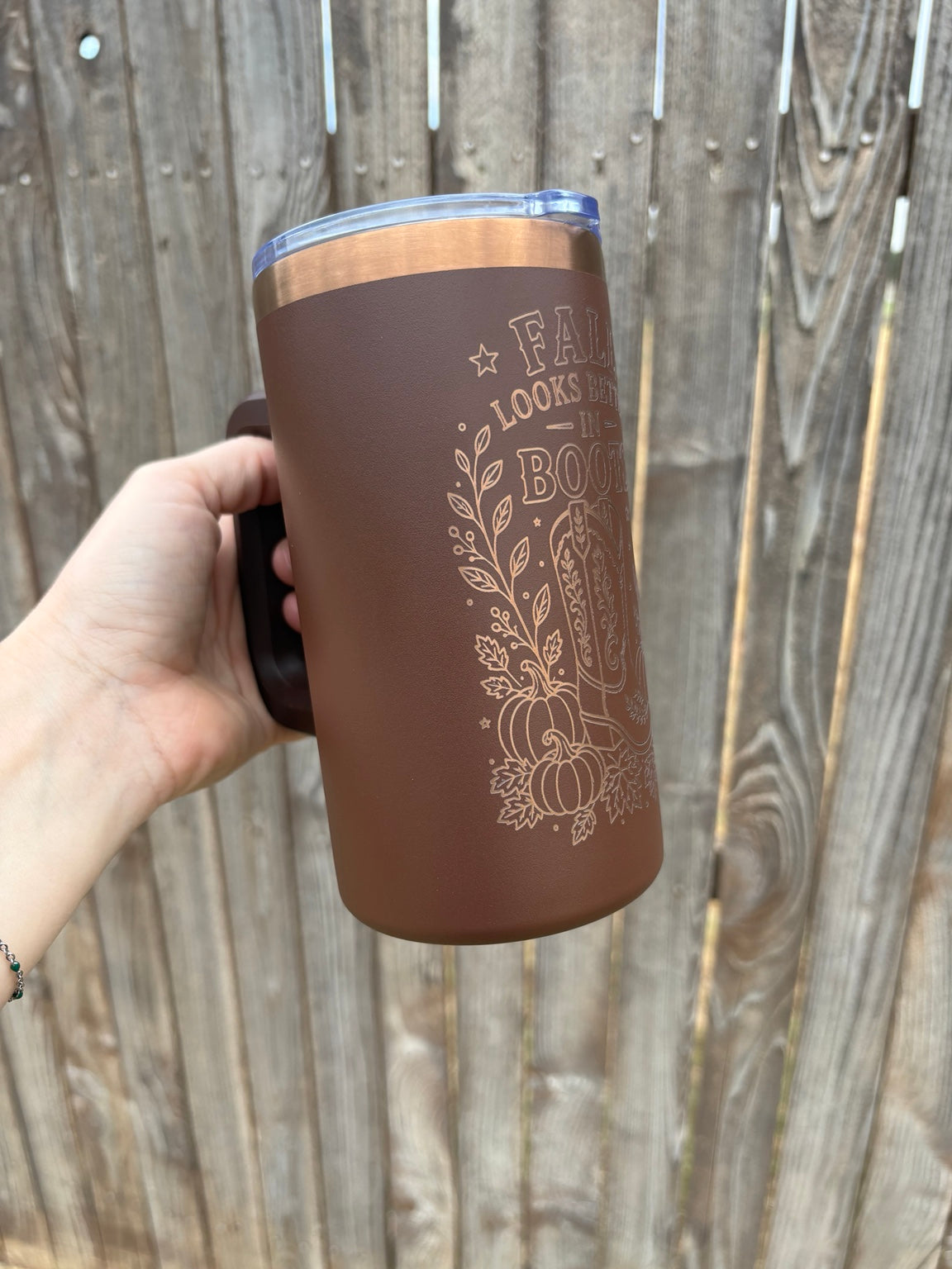 Fall Looks Better in Boots | 22oz Engraved Fall Tumbler