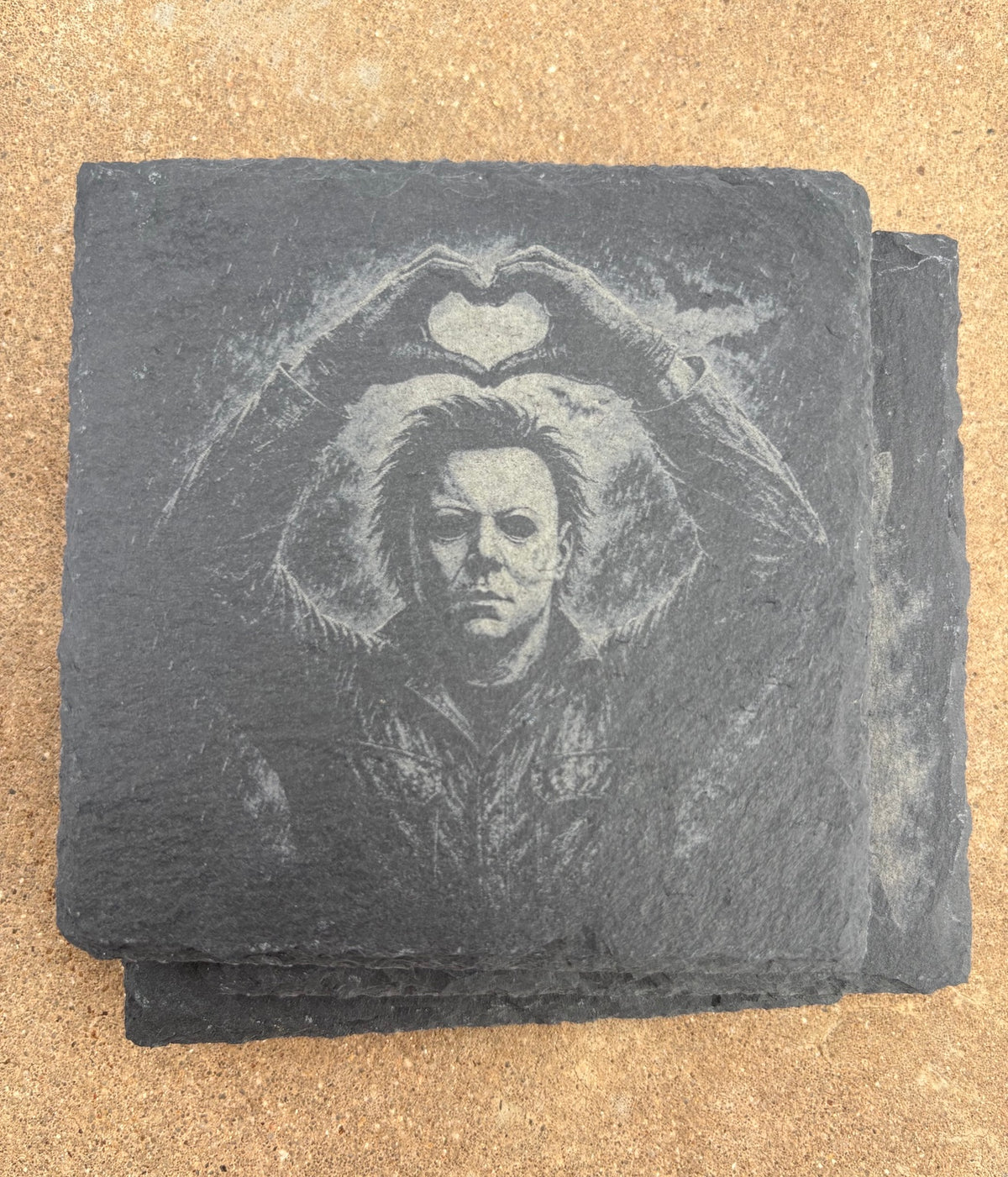 Horror Icons Engraved Slate Coaster Set – Set of 6