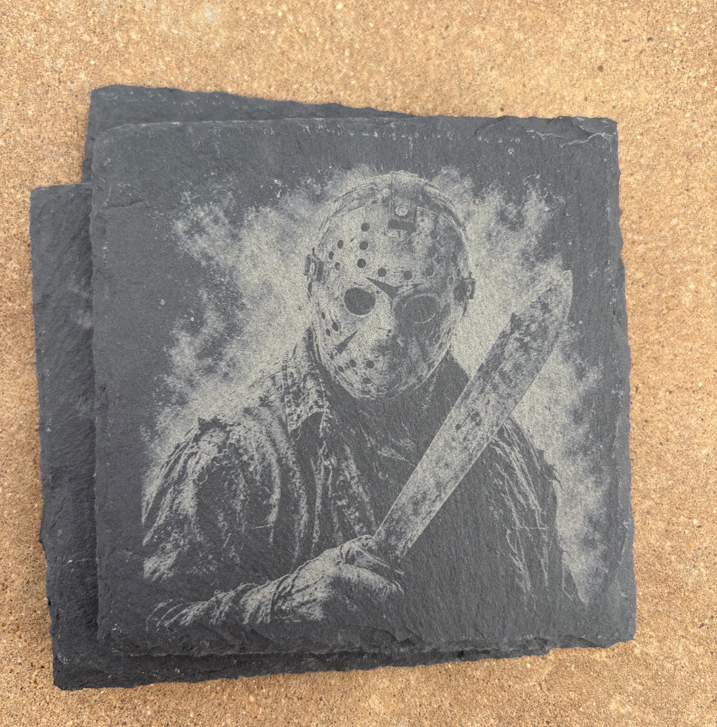 Horror Icons Engraved Slate Coaster Set – Set of 6