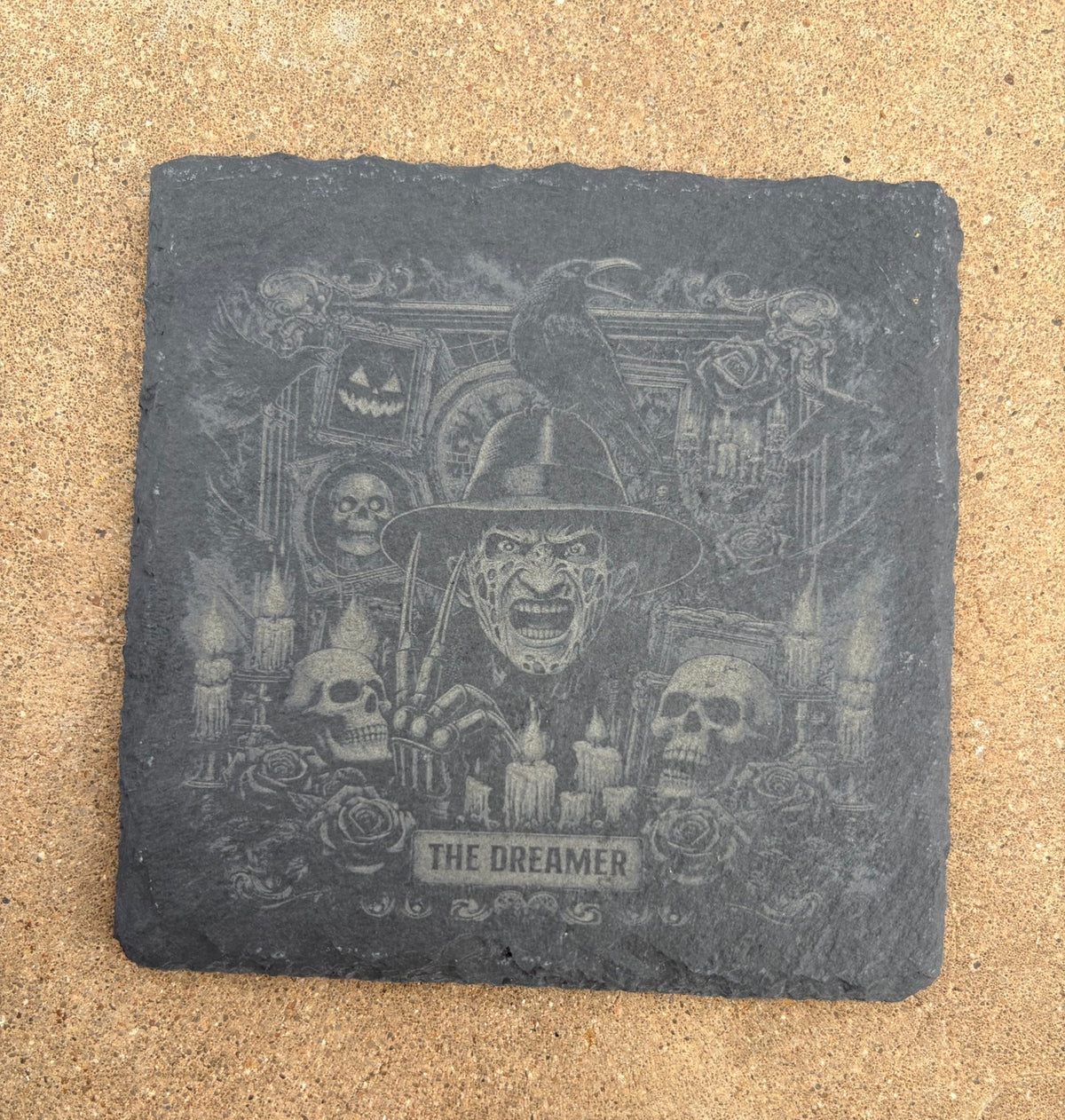 Horror Icons Engraved Slate Coaster Set – Set of 6