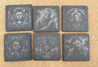 Horror Icons Engraved Slate Coaster Set – Set of 6