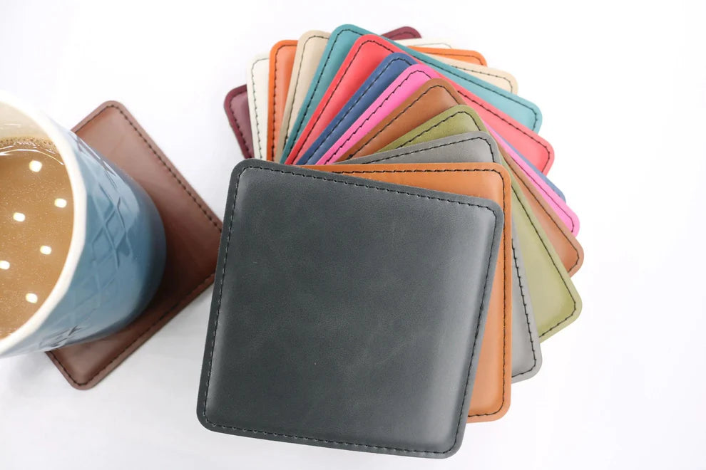 Custom Engraved Leatherette Coasters