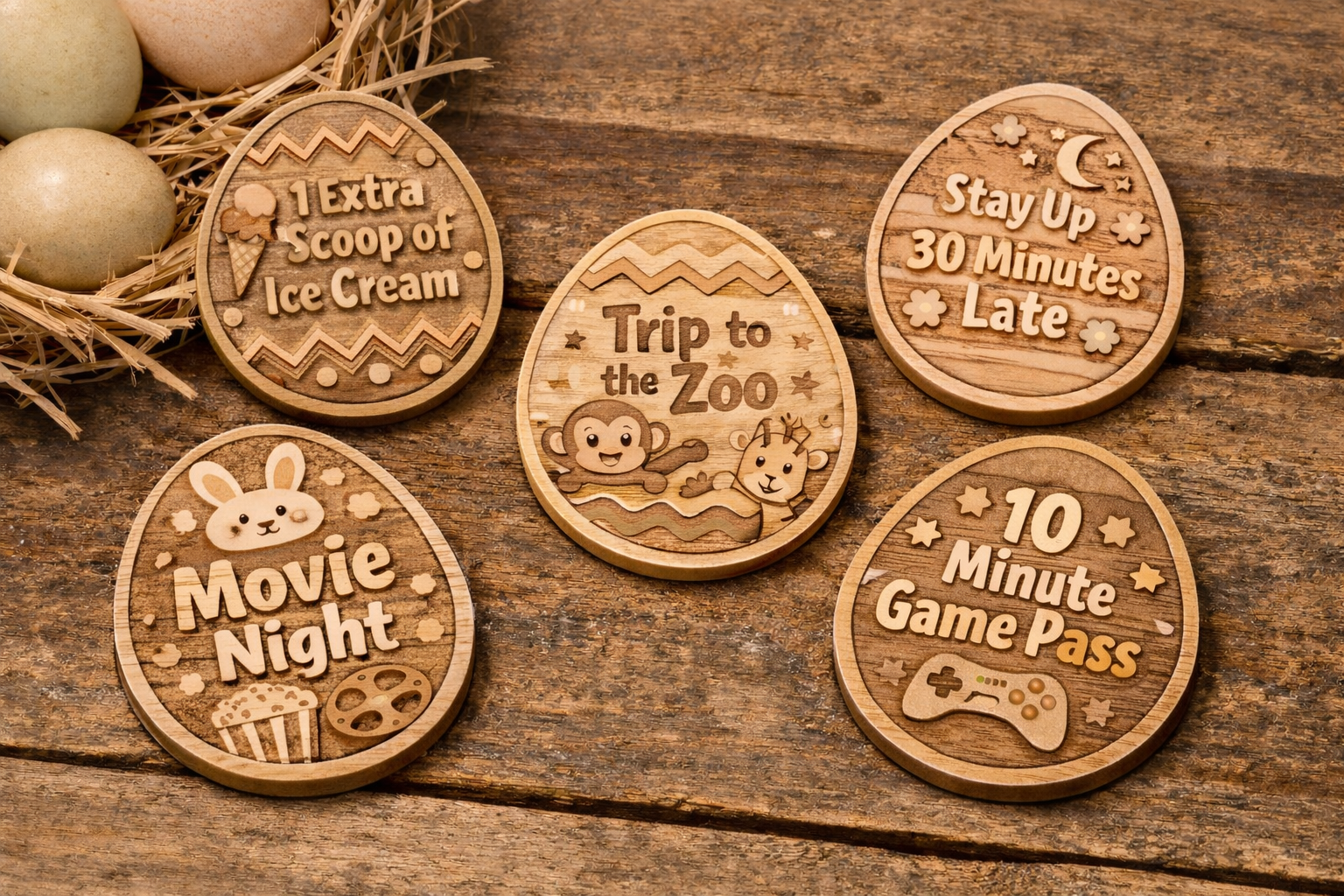 Easter Egg Fillable - Wooden Token