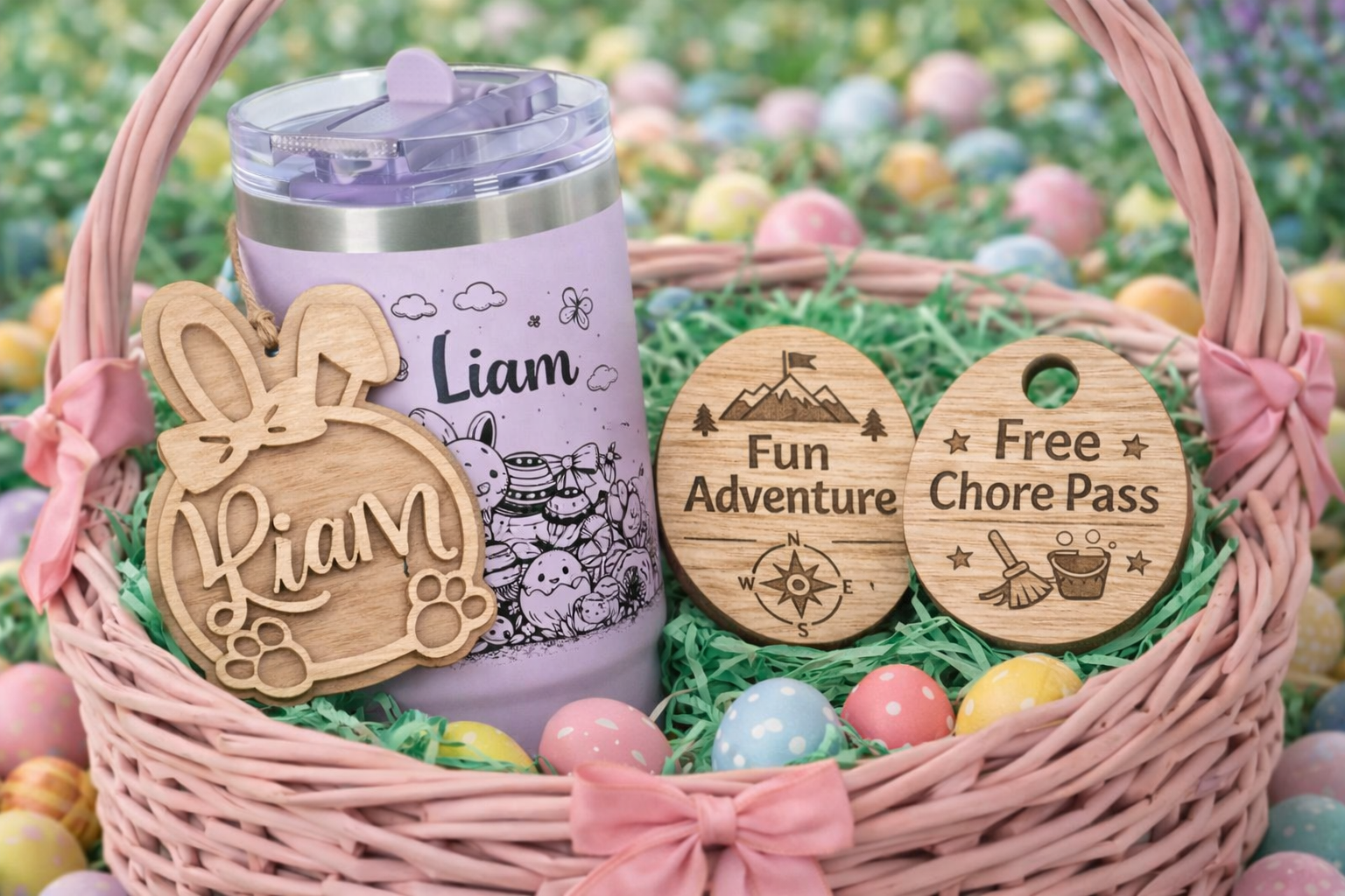 ⭐Kids Easter Basket Bundle | Personalized Engraved Set