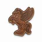 please make a leather patch with the shape being outlined to the design